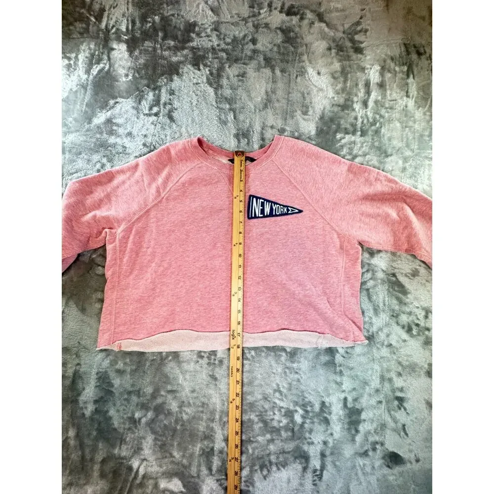 Abercrombie & Fitch Sweatshirt Womens Large Pink Cropped New York Patch Pullover